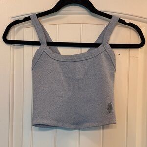 FP Movement by Free People Heather Gray Ribbed Crop Tank Top